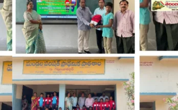 KARIMNAGAR:దాతల సహకారంతో వర్క్ సైట్ విద్యార్థులకు టీ షర్ట్స్, ప్లేట్స్ పంపిణీ