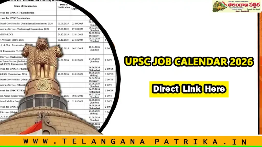 UPSC Job Calendar 2026