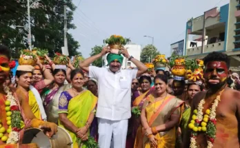Karimnagar Bonalu Festival 2025 – Former Mayor Sunil Rao participates in grand Pochamma Bonalu procession