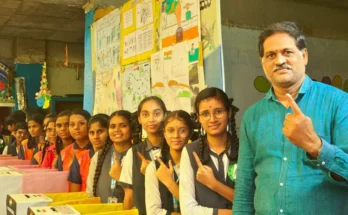 school mock elections 2025 - School students casting mock election votes