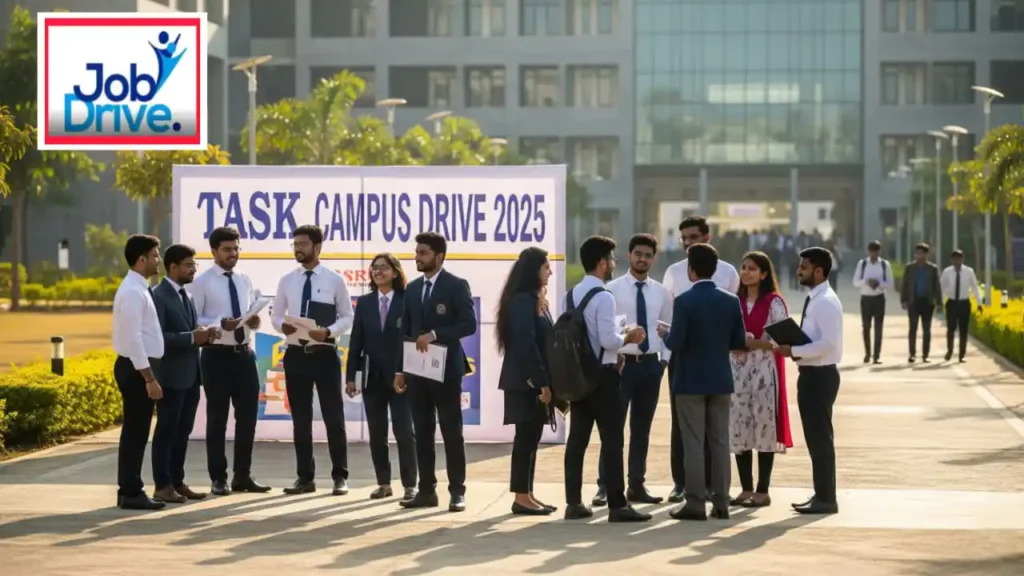 TASK Campus Drive Telangana 2025 - College students attending TASK campus job drive in Telangana, 2025