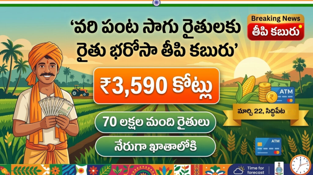 Rythu Bharosa funds release date March 22 2026 Telangana CM Revanth Reddy Siddipet Narmetta