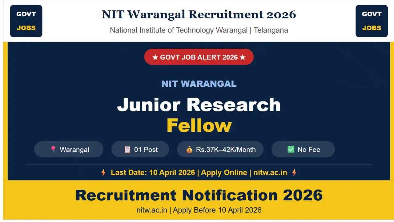 NIT Warangal Jobs 2026 Telangana | Apply Online For Junior Research ...