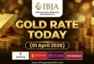 Gold Rate Today - Gold rate chart in Hyderabad jewelry store on 01 April 2026