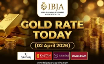 Gold Rate Today - Gold rate chart in Hyderabad jewelry store on 02 April 2026