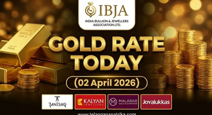 Gold Rate Today - Gold rate chart in Hyderabad jewelry store on 02 April 2026