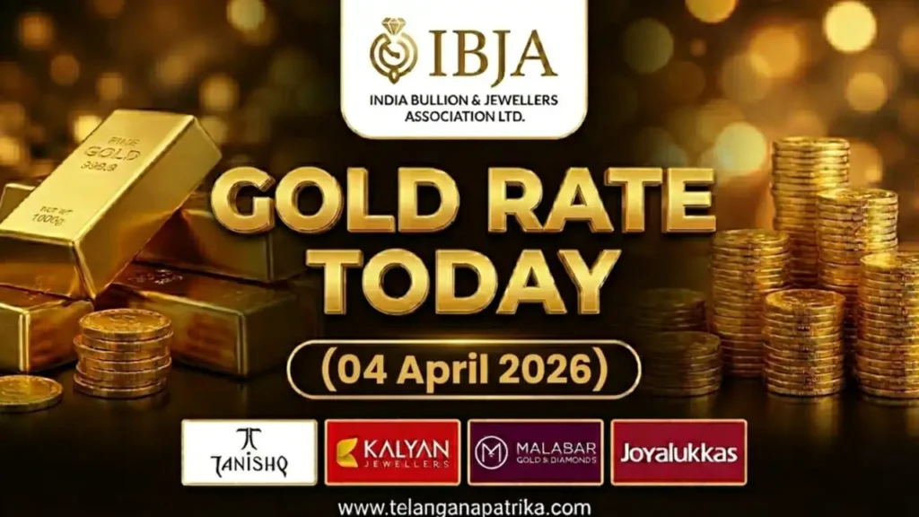 Gold Rate Today - Gold rate chart in Hyderabad jewelry store on 04 April 2026