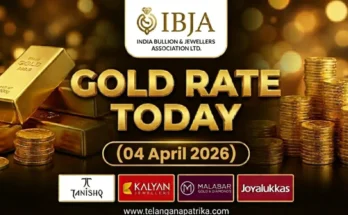 Gold Rate Today - Gold rate chart in Hyderabad jewelry store on 04 April 2026