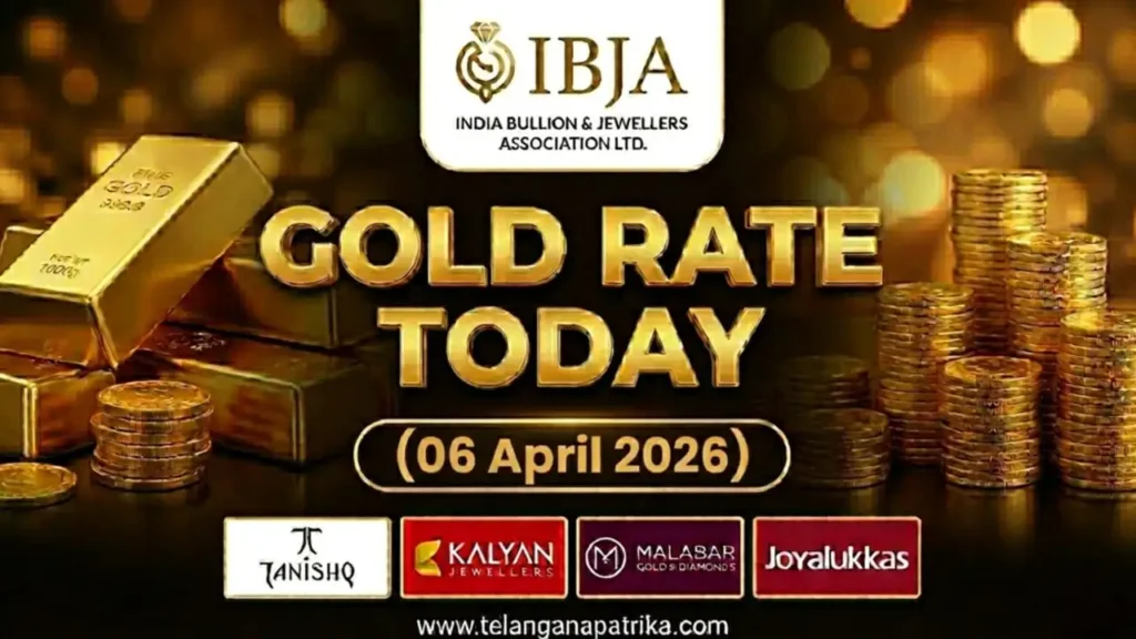 Gold Rate Today - Gold rate chart in Hyderabad jewelry store on 06 April 2026