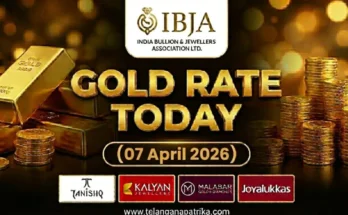 Gold Rate Today - Gold rate chart in Hyderabad jewelry store on 07 April 2026