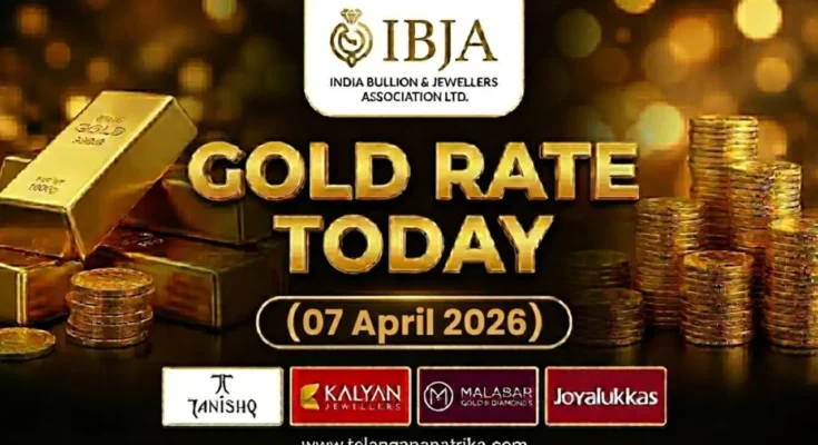 Gold Rate Today - Gold rate chart in Hyderabad jewelry store on 07 April 2026