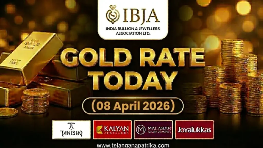 Gold Rate Today - Gold rate chart in Hyderabad jewelry store on 08 April 2026
