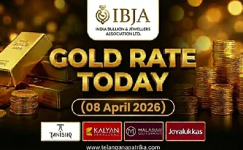 Gold Rate Today - Gold rate chart in Hyderabad jewelry store on 08 April 2026