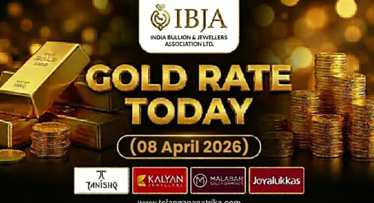 Gold Rate Today - Gold rate chart in Hyderabad jewelry store on 08 April 2026
