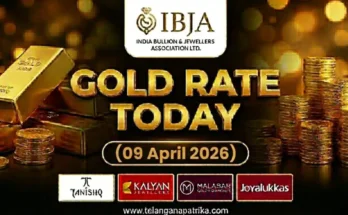 Gold Rate Today - Gold rate chart in Hyderabad jewelry store on 09 April 2026