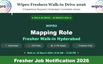 Wipro Freshers Walkin Hyderabad 2026 – Mapping Role, 150 Posts, Walk-in on 20th March 2026