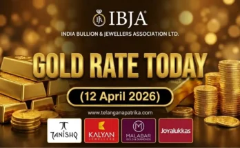 Gold Rate Today - Gold rate chart in Hyderabad jewelry store on 12 April 2026