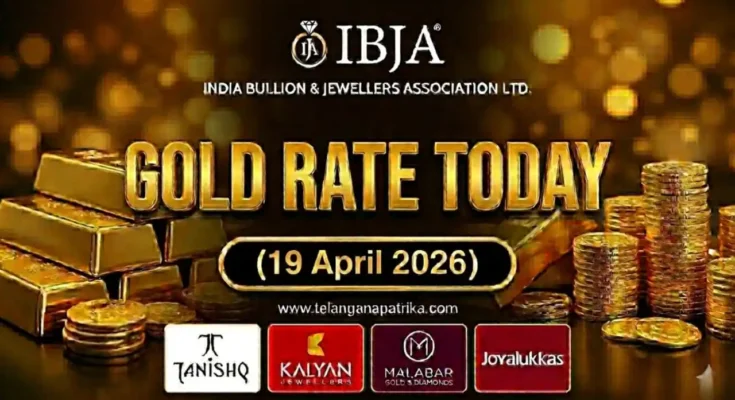 Gold Rate Today - Gold rate chart in Hyderabad jewelry store on 19 April 2026