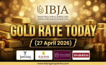 Gold Rate Today - Gold rate chart in Hyderabad jewelry store on 27 April 2026