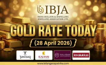 Gold Rate Today - Gold rate chart in Hyderabad jewelry store on 28 April 2026