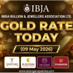 Gold Rate Today - Gold rate chart in Hyderabad jewelry store on 09 may 2026
