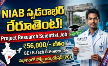 NIAB Recruitment 2026 notification for Project Research Scientist jobs in Hyderabad.