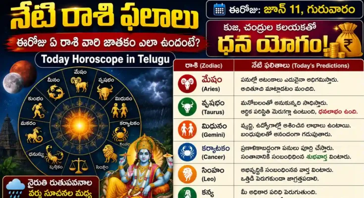 Today Horoscope june 11thin Telugu daily rashi phalalu for all 12 zodiac signs.
