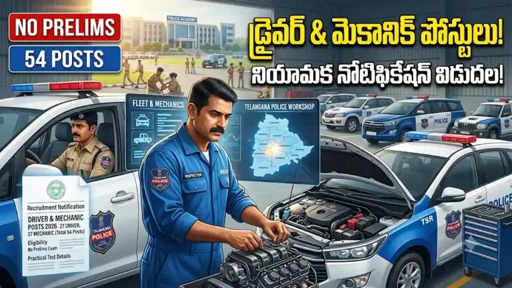 Telangana Police Driver Jobs 2026 Driver Mechanic Recruitment Notification new update