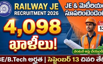 railway je recruitment 2026 – indian railways 4098 junior engineer material superintendent posts be btech eligible apply online