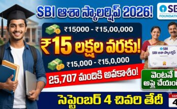 sbi asha scholarship 2026 – sbi foundation platinum jubilee asha scholarship 25707 students financial aid up to rs 15 lakhs apply online in telugu.