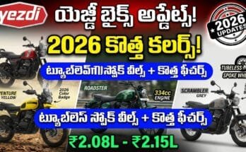 Yezdi Bikes 2026 Updates - New colors like Yellow Falcon, Green Mamba, Grey Panther with tubeless spoke wheels and updated features.