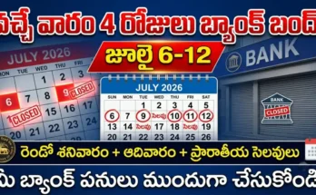 Bank Holidays Next Week July 2026 - 4 days bank holiday from July 6 to 12. Check RBI holiday list for your state.