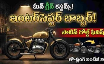 Royal Enfield Interceptor 650 Custom Bobber by Mean Green Customs - Low-slung build with satin gold finish and custom bodywork.