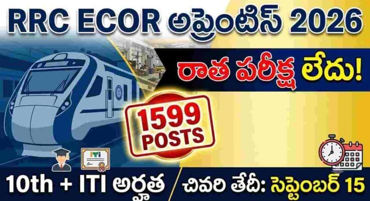 rrc ecor apprentice 2026 – rrc east coast railway 1599 trade apprentice vacancies 10th iti eligible apply online
