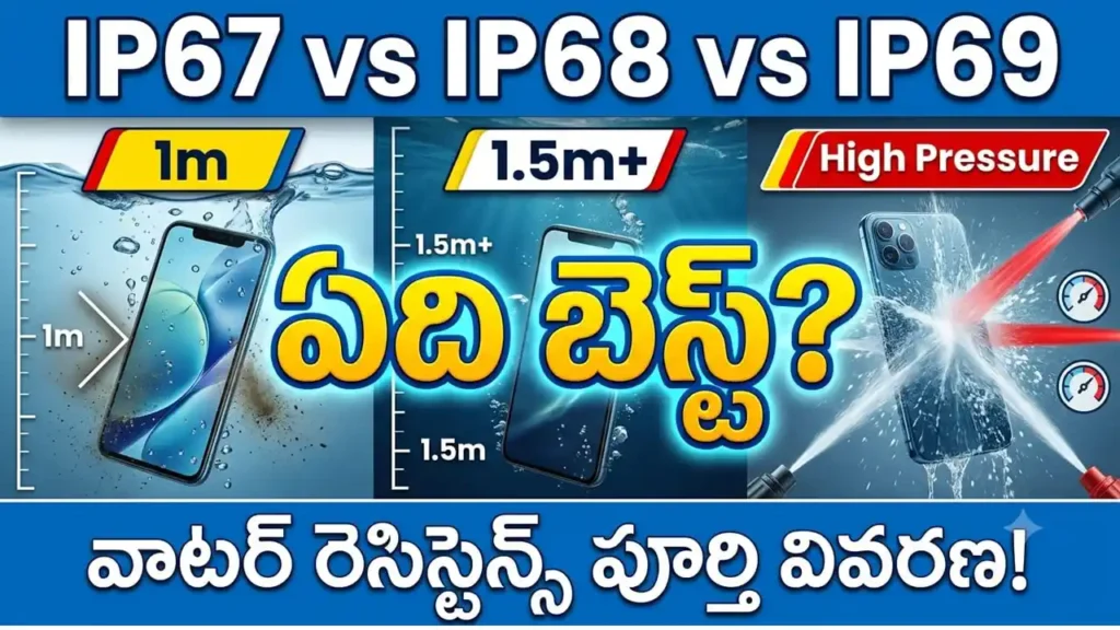 IP67 vs IP68 vs IP69 - Complete guide explaining water resistance ratings, differences, and which one to choose for smartphones.