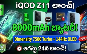 iQOO Z11 Launch India - Dimensity 7500 Turbo, 144Hz curved OLED, and massive 8000mAh battery specs leaked ahead of August 24 launch.