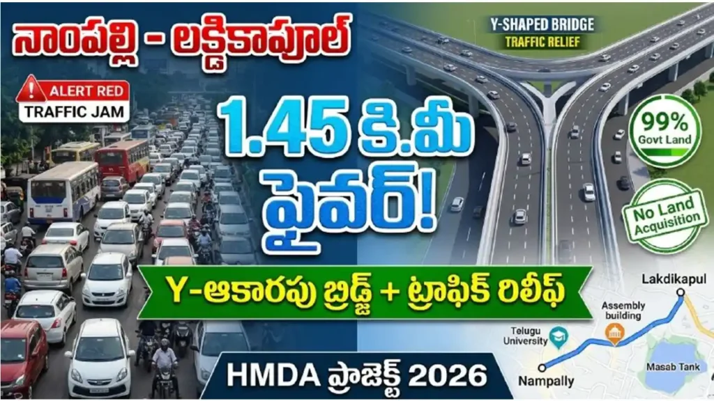 Nampally to Lakdikapul Y-Shaped Flyover 2026 - 1.45 km elevated bridge by HMDA to ease central Hyderabad traffic.