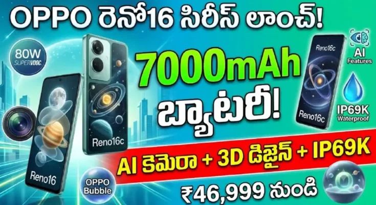 oppo reno16 series 2026 – oppo reno16 reno16c ai camera 3d pop planet design 7000mah battery 80w supervooc charging price india