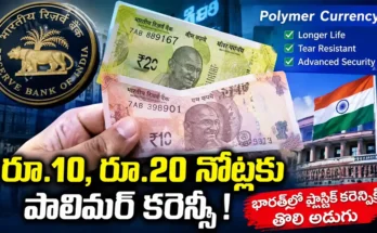 ₹10 and ₹20 polymer notes representing India's plastic currency initiative