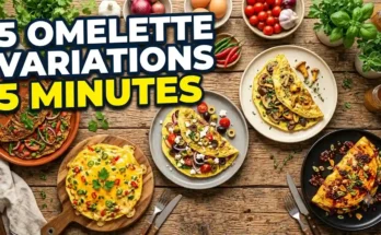 5 delicious omelette variations – masala, cheese chilli, Mediterranean, mushroom garlic, and chilli crisp omelette recipes for breakfast.