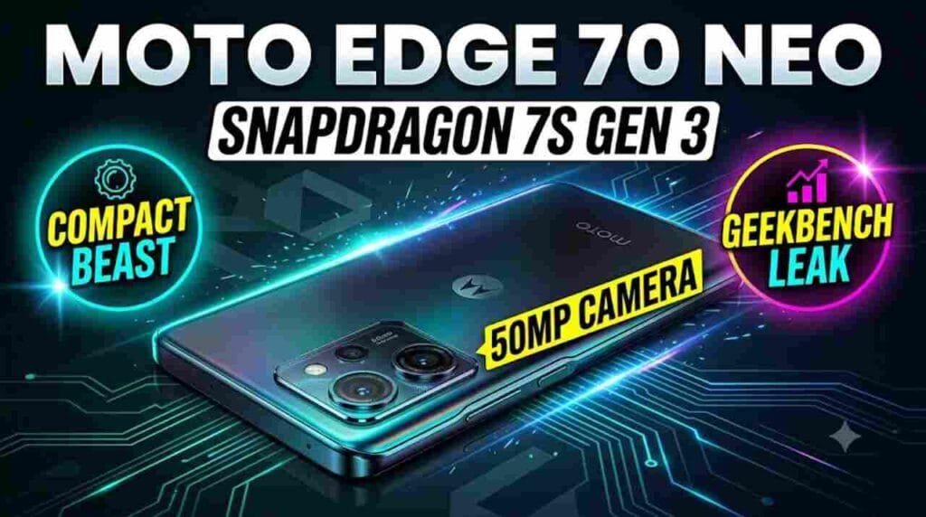 Motorola Edge 70 Neo Geekbench - Snapdragon 7s Gen 3, 50MP triple camera, and compact design.