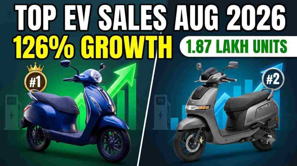 Top EV Scooters Sales August 2026 - Bajaj Chetak, TVS iQube, Hero Vida sales report and market growth.