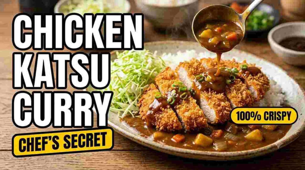 Chicken katsu curry recipe – crispy panko breaded chicken with rich miso curry sauce and rice.