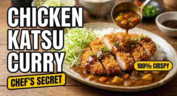 Chicken katsu curry recipe – crispy panko breaded chicken with rich miso curry sauce and rice.