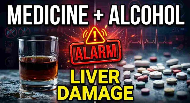 Medicine after drinking alcohol interactions – dangers of mixing paracetamol, painkillers, and alcohol, liver damage warning.