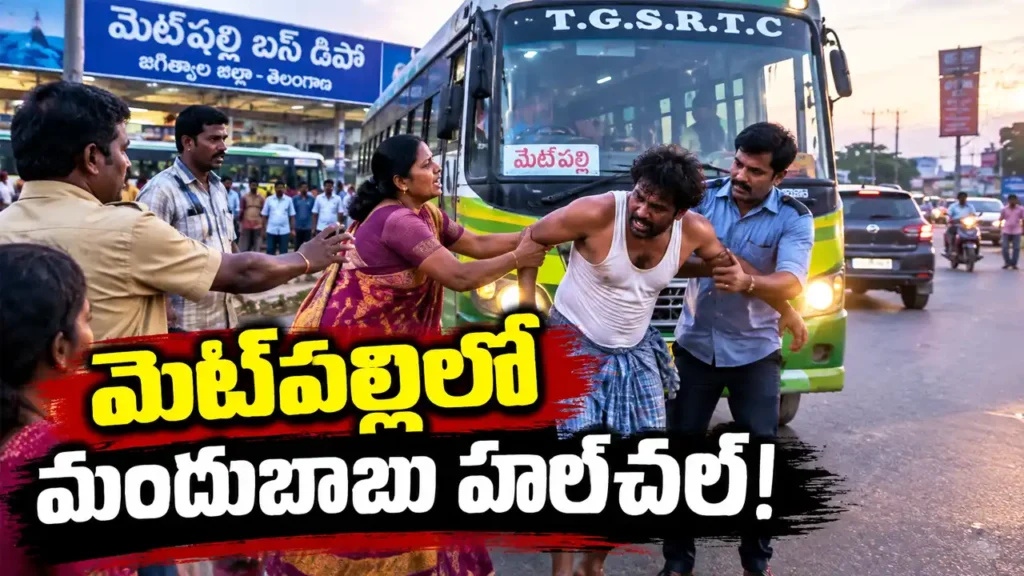 Metpally News drunk man creates ruckus near RTC bus