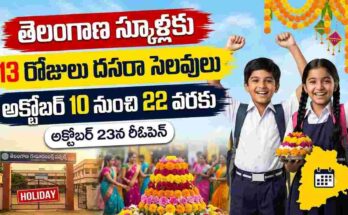 Telangana Schools Dasara Holidays 2026 - 13 days holiday from Oct 10 to 22, Bathukamma celebrations, and Oct 23 reopening.
