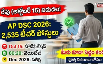 AP DSC Notification 2026 విడుదలకు సిద్ధం, 2,535 ఉపాధ్యాయ పోస్టుల భర్తీ వివరాలు