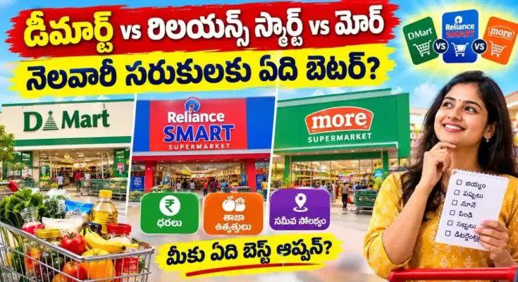డీమార్ట్ vs రిలయన్స్ స్మార్ట్ vs మోర్డీ : మార్ట్, రిలయన్స్ స్మార్ట్, మోర్ సూపర్ మార్కెట్ల పోలిక