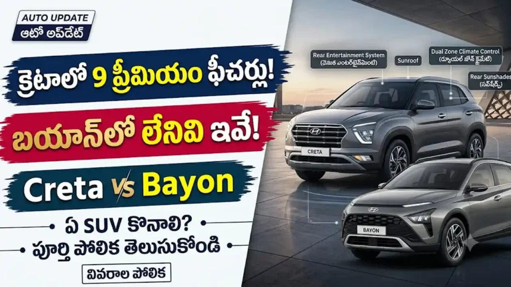 Hyundai Creta vs Bayon: Hyundai Creta మరియు 2026 Hyundai Bayon మధ్య ఫీచర్ల పోలిక